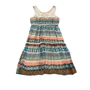 Ultra Pink Midi Dress Juniors Medium Multicolor Bohemian Lace